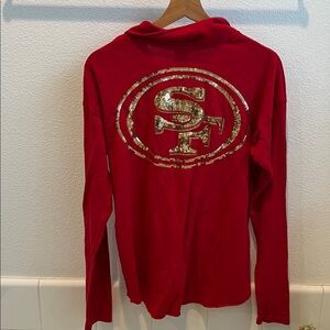 PINK Victoria's Secret NFL SF 49ers Red Hoodie with Gold Logo